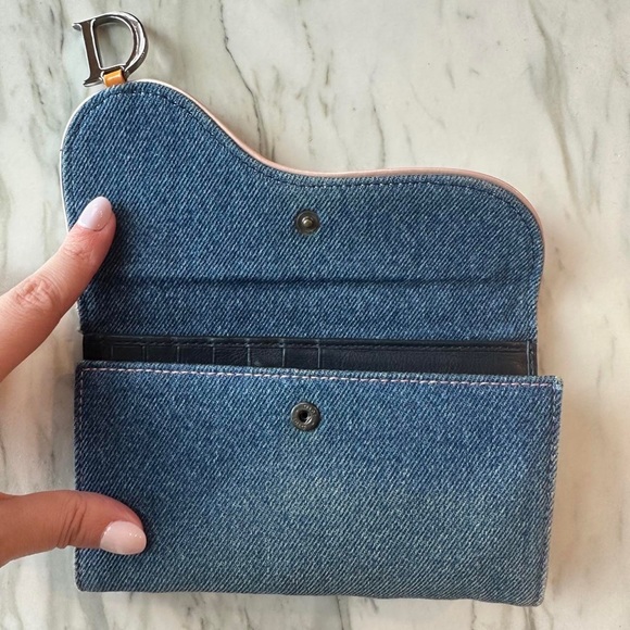 Vintage Christian Dior Denim Saddle Wallet - Picture 2 of 5